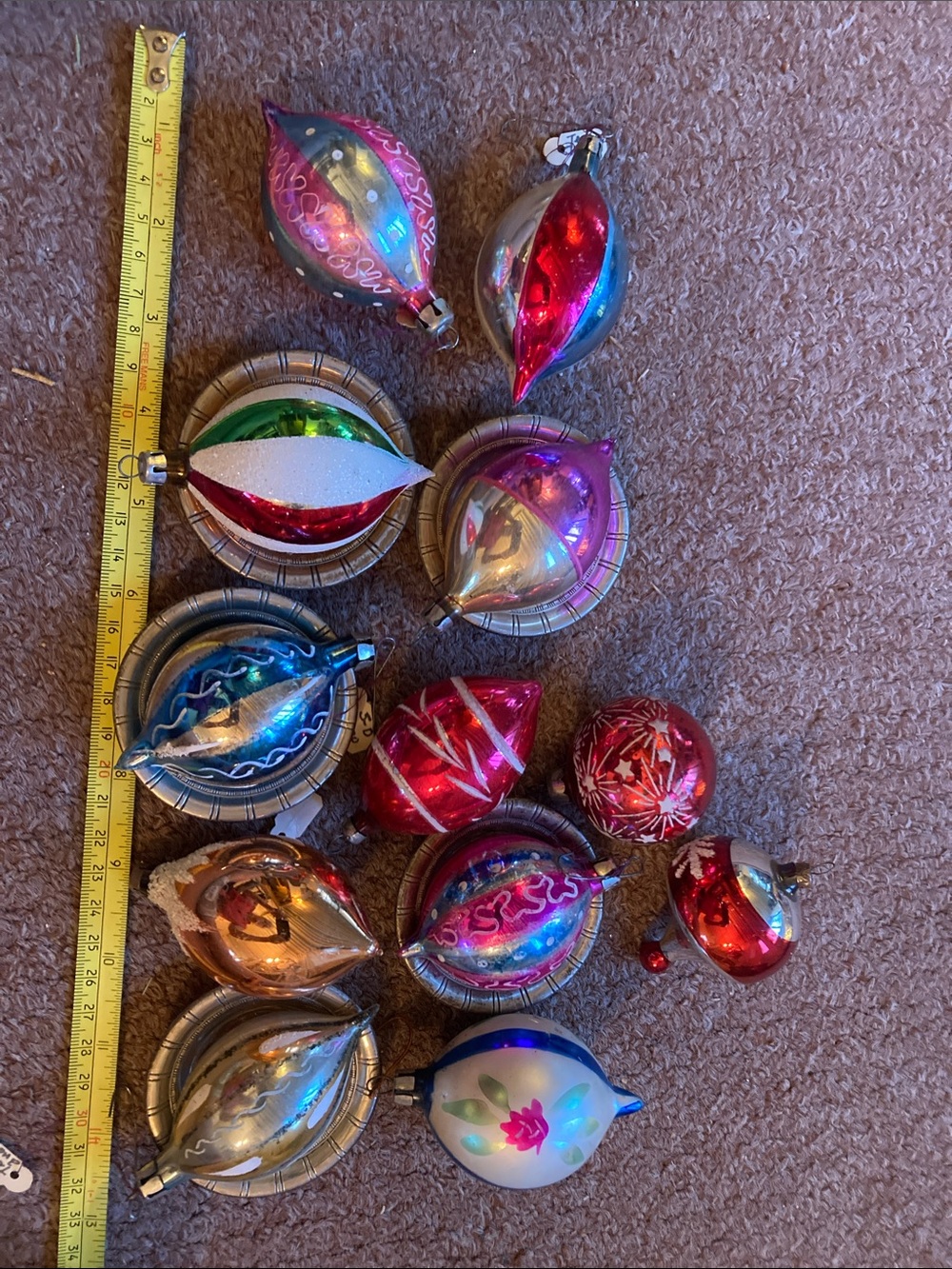 Vintage antique Mercury glass indent reflector Christmas ornaments 12 - Picture 2 of 10